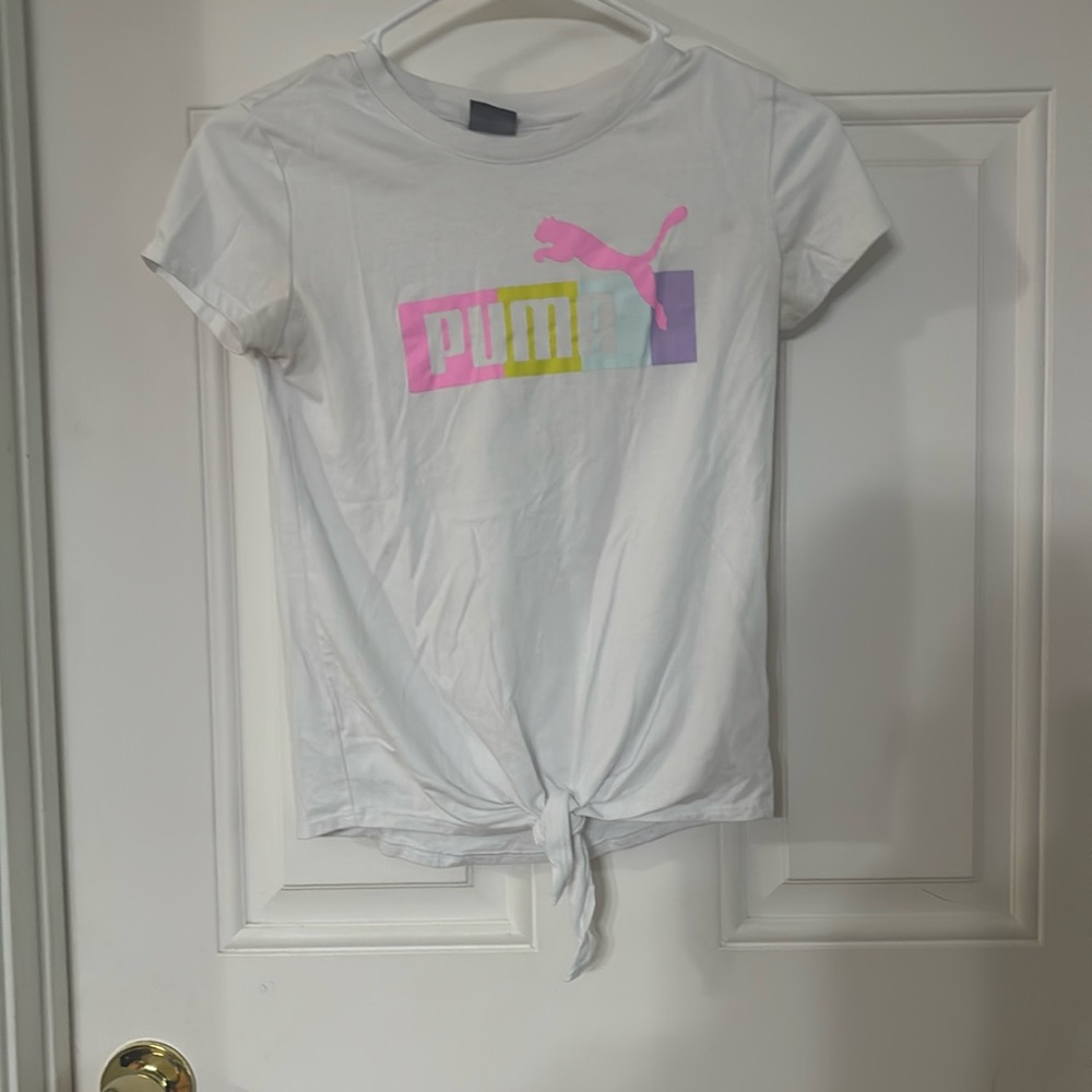 Puma White and Pink Short Sleeve Tee Casual Style